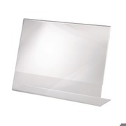 Table display stand, slanted, clear acrylic for A5 landscape insert card Table display stand, slanted, clear acrylic for A5 landscape insert card