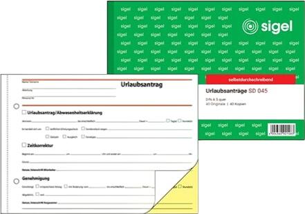 Sigel Form Book Vacation Request DIN A5 2 x 40 Sheets (SD045) Sigel Form Book Vacation Request DIN A5 2 x 40 Sheets (SD045)