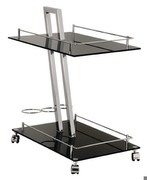 HAKU serving trolley made of chrome square steel tube with integrated bottle holder HAKU serving trolley made of chrome square steel tube with integrated bottle holder