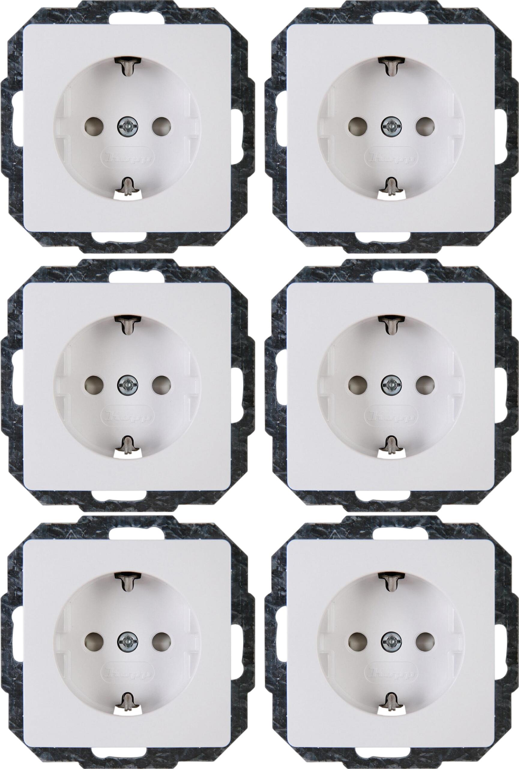 Kopp Paris - Profi Pack: 6 x Protective Contact Socket (920702011) Kopp Paris - Profi Pack: 6 x Protective Contact Socket (920702011)