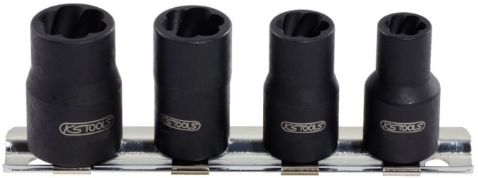 KS TOOLS 1/4" Spiral Nut Socket Set 4-piece 8-10-12-13mm on Clip Rail KS TOOLS 1/4" Spiral Nut Socket Set 4-piece 8-10-12-13mm on Clip Rail
