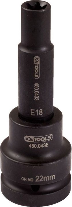 KS Tools 450.0452 3/4 inch Power Bit Socket for T x -E Screws, long, E20 KS Tools 450.0452 3/4 inch Power Bit Socket for T x -E Screws, long, E20