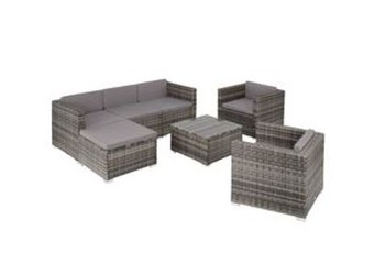 tectake Rattan Lounge Lignano with 2 Armchairs tectake Rattan Lounge Lignano with 2 Armchairs