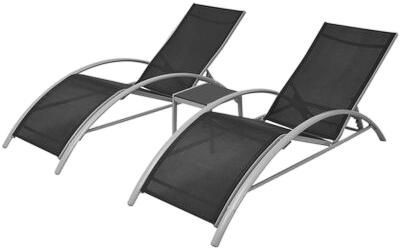vidaXL Sun lounger with table aluminum (42160) vidaXL Sun lounger with table aluminum (42160)