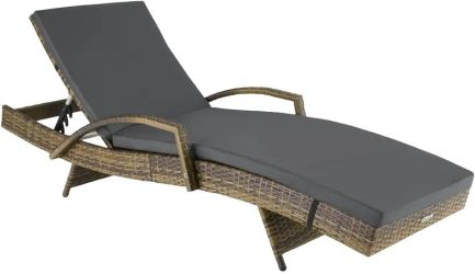 tectake Océane Aluminum Rattan Sun Lounger tectake Océane Aluminum Rattan Sun Lounger