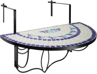 tectake Hanging Balcony Table with Mosaic Pattern 75 x 65 x 62 cm tectake Hanging Balcony Table with Mosaic Pattern 75 x 65 x 62 cm