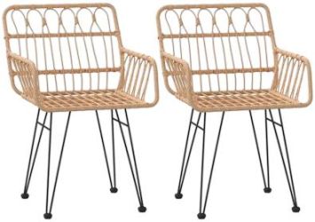 vidaXL Garden chair PE rattan with armrest 2 pcs 56 x 64 x 80 cm vidaXL Garden chair PE rattan with armrest 2 pcs 56 x 64 x 80 cm