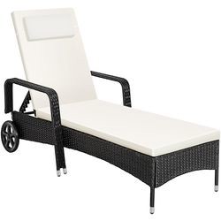 tectake Rattan sun lounger with wheels tectake Rattan sun lounger with wheels
