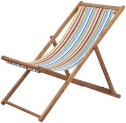 vidaXL Folding Beach Chair Fabric and Solid Wood Without Armrests vidaXL Folding Beach Chair Fabric and Solid Wood Without Armrests