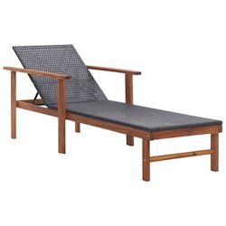 vidaXL Sun lounger polyrattan acacia solid wood vidaXL Sun lounger polyrattan acacia solid wood
