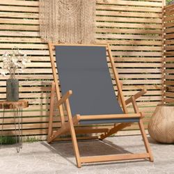 vidaXL Folding Beach Chair Solid Teak Wood with Armrests vidaXL Folding Beach Chair Solid Teak Wood with Armrests