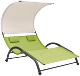 vidaXL Double sun lounger with sun canopy 190 x 137 x 158 cm vidaXL Double sun lounger with sun canopy 190 x 137 x 158 cm