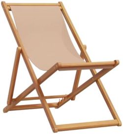 vidaXL Folding Beach Chair Solid Eucalyptus Wood Without Armrests vidaXL Folding Beach Chair Solid Eucalyptus Wood Without Armrests