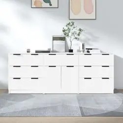vidaXL Sideboard set wood composite 3-piece vidaXL Sideboard set wood composite 3-piece