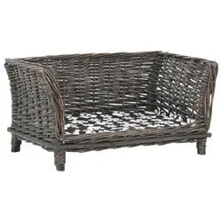 vidaXL Dog basket with cushion natural wicker 50 x 33 x 30 cm (170774) vidaXL Dog basket with cushion natural wicker 50 x 33 x 30 cm (170774)