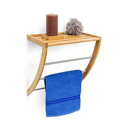 Relaxdays Wall towel holder bamboo & chrome (10019188) Relaxdays Wall towel holder bamboo & chrome (10019188)