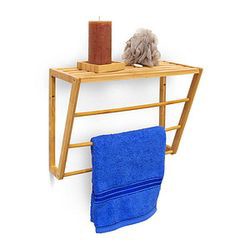 Relaxdays Wall towel holder bamboo with shelf (10019193) Relaxdays Wall towel holder bamboo with shelf (10019193)