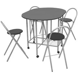 vidaXL Folding Dining Table 5-piece Black (243902) vidaXL Folding Dining Table 5-piece Black (243902)