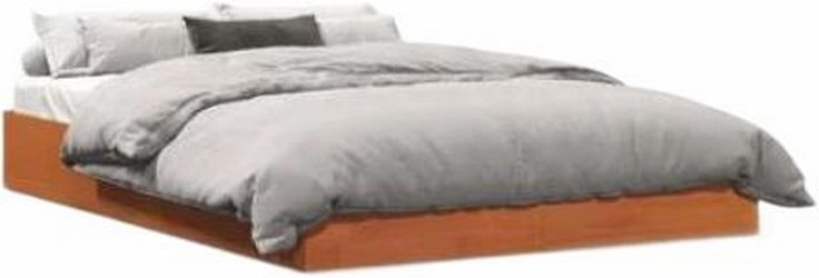 vidaXL Solid wood bed without mattress wax brown 120 x 190 cm (844824) vidaXL Solid wood bed without mattress wax brown 120 x 190 cm (844824)