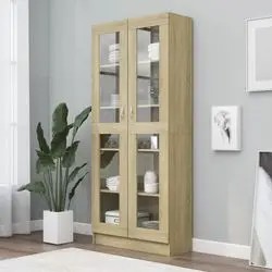 vidaXL Display cabinet Sonoma oak 82.5 x 30.5 x 185.5 cm (802771) vidaXL Display cabinet Sonoma oak 82.5 x 30.5 x 185.5 cm (802771)