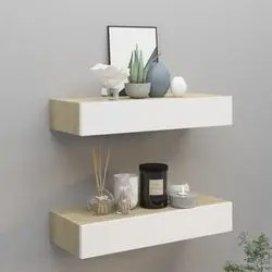 vidaXL Wall shelf with drawer 2 pcs. (330264) vidaXL Wall shelf with drawer 2 pcs. (330264)