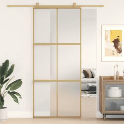 vidaXL Sliding door Golden 90x205 cm Matte ESG glass and aluminum (155158) vidaXL Sliding door Golden 90x205 cm Matte ESG glass and aluminum (155158)