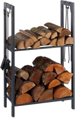 Relaxdays Firewood rack with 2 shelves 60 x 30 x 100 cm (10026017_944) Relaxdays Firewood rack with 2 shelves 60 x 30 x 100 cm (10026017_944)