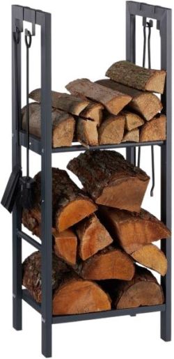 Relaxdays Firewood rack with 2 shelves 40 x 30 x 100 cm (10026017_943) Relaxdays Firewood rack with 2 shelves 40 x 30 x 100 cm (10026017_943)