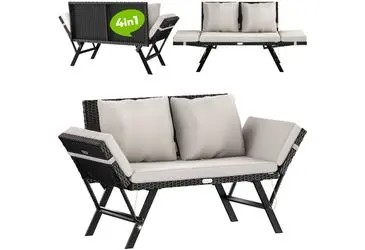 Casaria Garden bench polyrattan with reclining function 3-seater Casaria Garden bench polyrattan with reclining function 3-seater