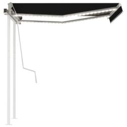 vidaXL Manual Retractable Awning with LED 3 x 2.5 m (3069904) vidaXL Manual Retractable Awning with LED 3 x 2.5 m (3069904)