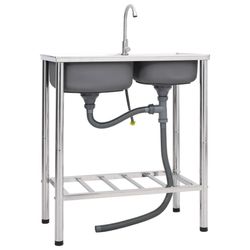 vidaXL Camping sink with double basin and faucet (151211) vidaXL Camping sink with double basin and faucet (151211)