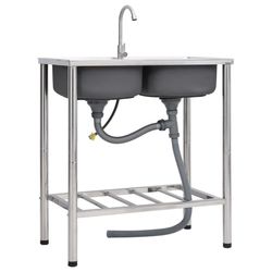 vidaXL Camping sink with double basin and faucet (151212) vidaXL Camping sink with double basin and faucet (151212)