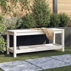 vidaXL Garden bench white 108 x 35 x 45 cm solid pine wood (832383) vidaXL Garden bench white 108 x 35 x 45 cm solid pine wood (832383)
