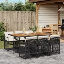vidaXL Garden dining set with cushion poly rattan 7-piece (3210735) vidaXL Garden dining set with cushion poly rattan 7-piece (3210735)