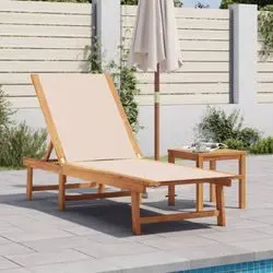 vidaXL Sun lounger solid acacia wood and textilene (4008412) vidaXL Sun lounger solid acacia wood and textilene (4008412)