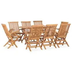 vidaXL Garden dining set foldable solid teak 9-piece (3059971) vidaXL Garden dining set foldable solid teak 9-piece (3059971)