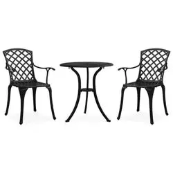 vidaXL Bistro Set Aluminum Cast Black 3-piece (315592) vidaXL Bistro Set Aluminum Cast Black 3-piece (315592)