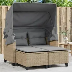 vidaXL Garden sofa 2-seater with roof and stools rattan (365785) vidaXL Garden sofa 2-seater with roof and stools rattan (365785)