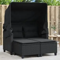 vidaXL Garden sofa 2-seater with roof and stools (365781) vidaXL Garden sofa 2-seater with roof and stools (365781)