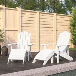 vidaXL Adirondack garden chair with stool white (3095696) vidaXL Adirondack garden chair with stool white (3095696)