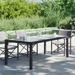 vidaXL Garden table 190 x 90 x 75 cm glass poly rattan (316712) vidaXL Garden table 190 x 90 x 75 cm glass poly rattan (316712)