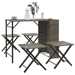 vidaXL Garden dining set foldable poly rattan 5-piece (365946) vidaXL Garden dining set foldable poly rattan 5-piece (365946)