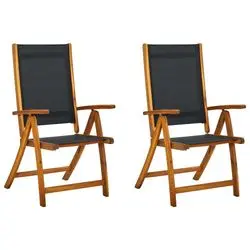 vidaXL Folding Garden Chair Solid Acacia Wood and Textilene 2 pcs. (41747) vidaXL Folding Garden Chair Solid Acacia Wood and Textilene 2 pcs. (41747)