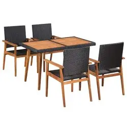 vidaXL Garden dining set poly rattan 5-piece (44075) vidaXL Garden dining set poly rattan 5-piece (44075)