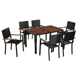 vidaXL Garden dining set poly rattan acacia solid wood 7-piece (43935) vidaXL Garden dining set poly rattan acacia solid wood 7-piece (43935)