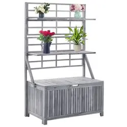 vidaXL Storage chest with trellis solid acacia wood 99 x 55 x 160 cm (311882) vidaXL Storage chest with trellis solid acacia wood 99 x 55 x 160 cm (311882)