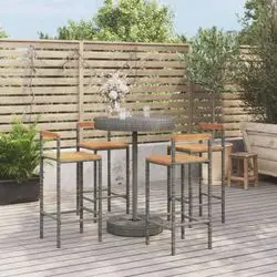 vidaXL Garden bar set poly rattan and solid acacia wood 5-piece (3187721) vidaXL Garden bar set poly rattan and solid acacia wood 5-piece (3187721)