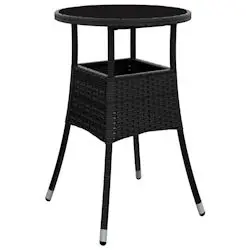 vidaXL Garden table toughened glass and poly rattan 60 x 75 cm (310598) vidaXL Garden table toughened glass and poly rattan 60 x 75 cm (310598)