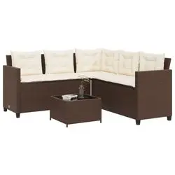 vidaXL L-shaped garden sofa with table and cushion poly rattan (369040) vidaXL L-shaped garden sofa with table and cushion poly rattan (369040)