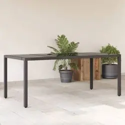 vidaXL Garden table with glass top poly rattan 190 x 90 x 75 cm (365592) vidaXL Garden table with glass top poly rattan 190 x 90 x 75 cm (365592)